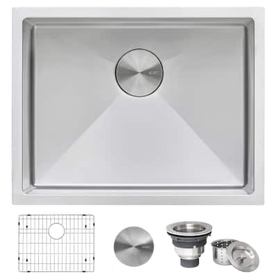 Ruvati 23-inch Undermount 16 Gauge Tight Radius Stainless Steel Kitchen Sink Single Bowl - RVH7123 - 21″ x 16″