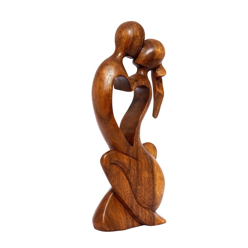 12" Wooden Handmade Abstract Sculpture Statue Handcrafted "Endless Love" Gift Home Decor Figurine Decoration Hand Carved
