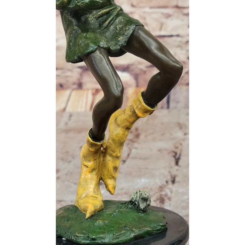 Whimsical Bronze Elf Leprechaun Playing Golden Saxophone Fantasy Sculpture By Juno