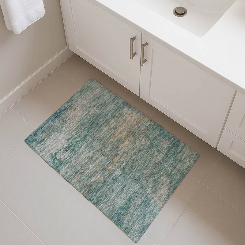 Premium Washable Super Soft Modern Casual Mayfield Rug - Aqua - 1'8" x 2'6"