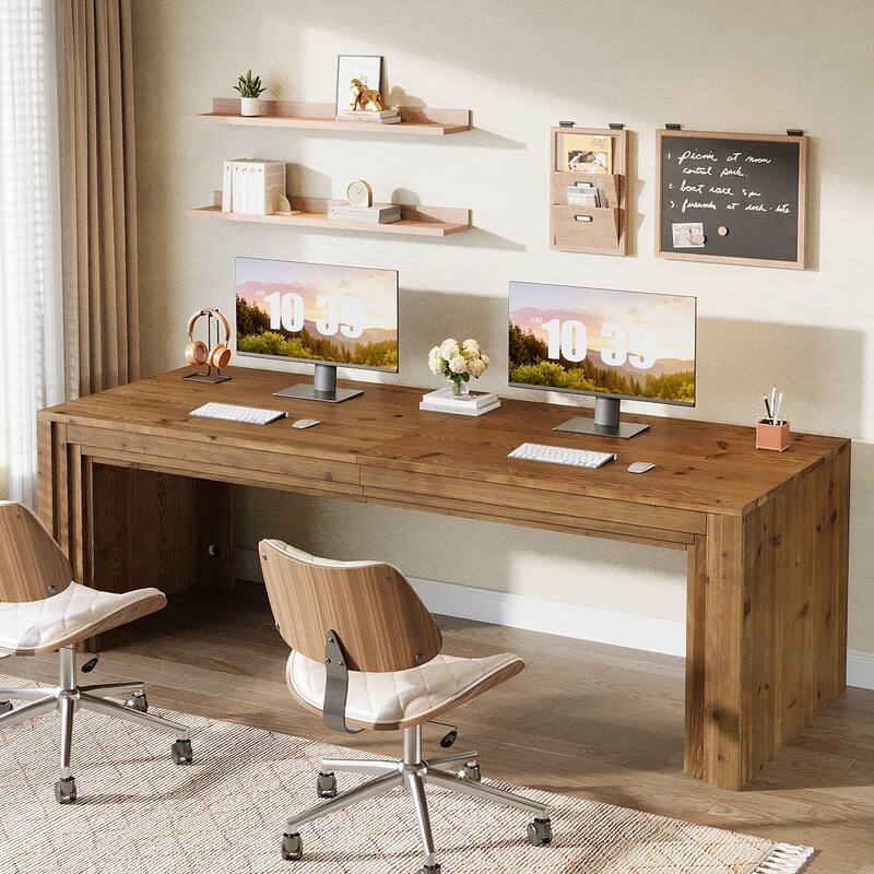 78.7 Inch Executive Desk, Large Solid Wood Computer Desk for Home Office