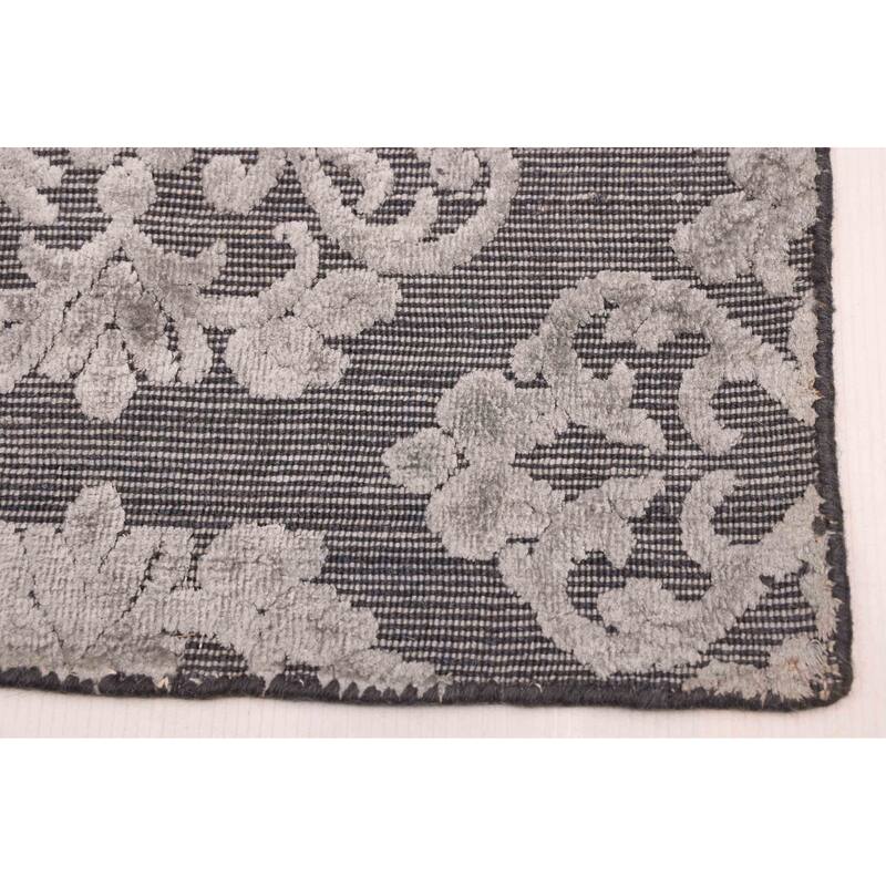 ECARPETGALLERY Hand Loomed Elysian Dark Grey Viscose, Wool Rug - 8'3 x 9'9