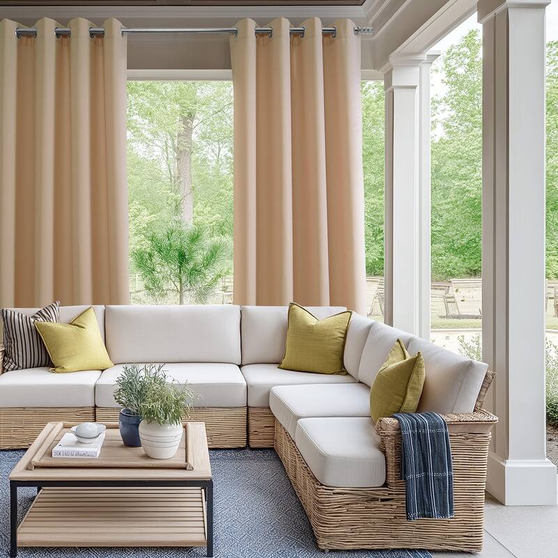Exclusive Fabrics Villanova Solid Grommet Waterproof Light Filtering Outdoor and Indoor Curtains (1 Panel)
