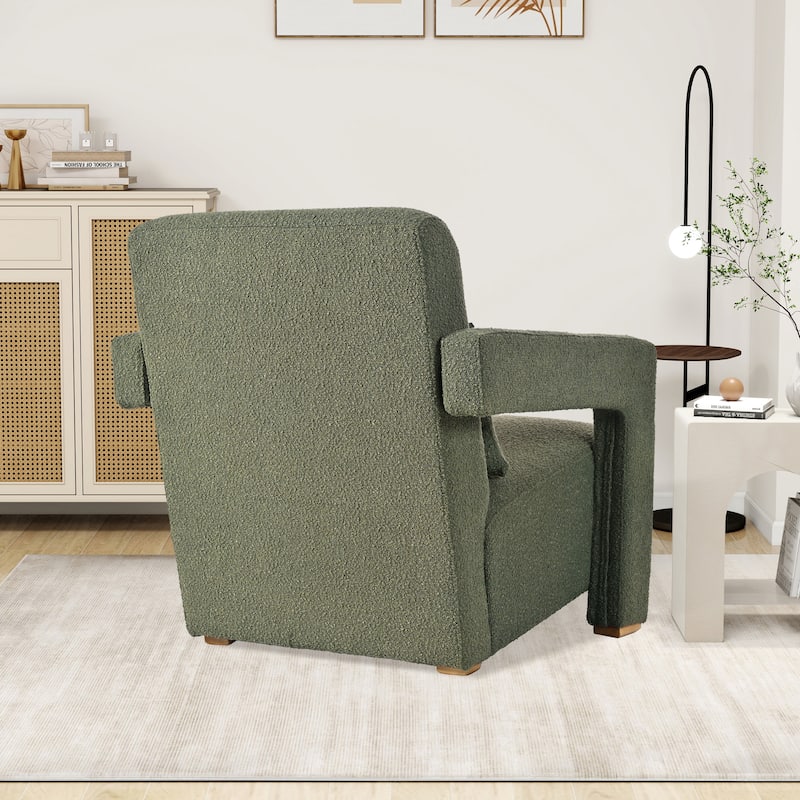 Upholstered Accent Chair With Pillows And Sturdy Wooden Legs, Armchair For Living Room Office,Bedroom