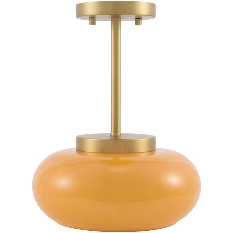 Livabliss Velsara Modern Pendant - 7"L x 7"W x 12"H - Orange/Brass