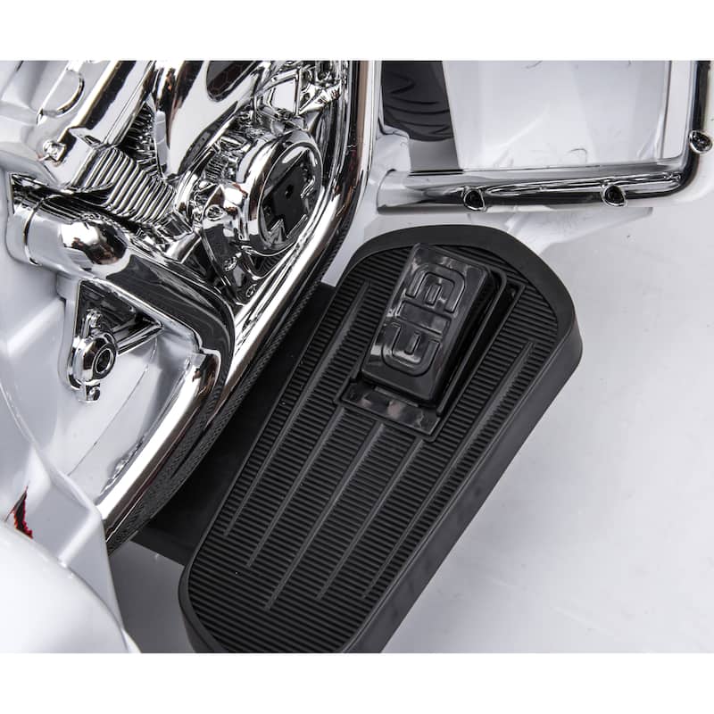 White Kids 3-Wheel Motorcycle with Dual Seats, Ride-On Motorcycle Electric Motorcycle with LED Headlight