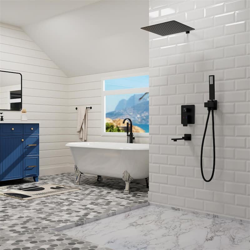 GIVINGTREE 12 inch Tub and Shower Faucet with Rough-In Valve - 12 inch