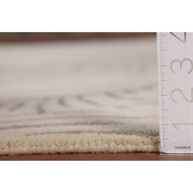 Beige Nepalese Modern Area Rug Handmade Wool Carpet - 6'0" x 8'7"