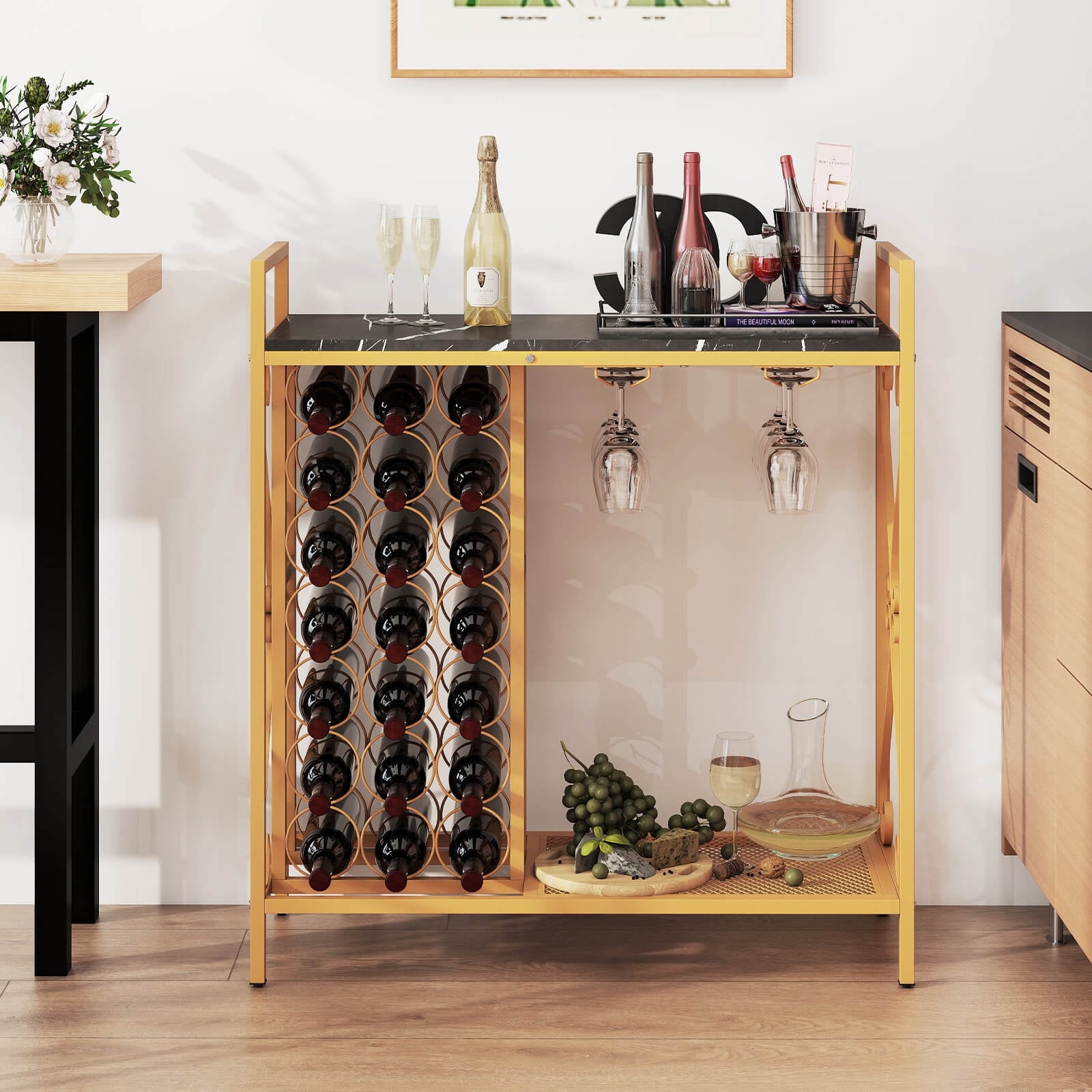 Costway 21 Bottle Wine Rack Freestanding Floor Wine Bottle