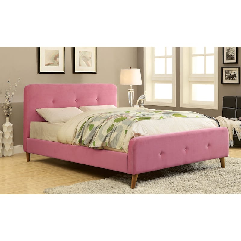 Furniture of America Celene Mid-century Modern Queen Fabric Platform Bed