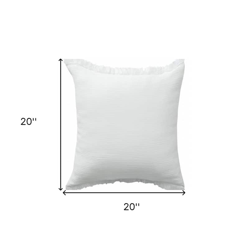 HomeRoots 20" X 20" True White 100% Cotton Zippered Pillow