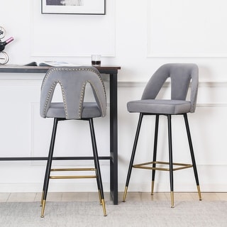 Set Of 2 Modern Velvet Upholstered Bar Stools Counter Stools With ...