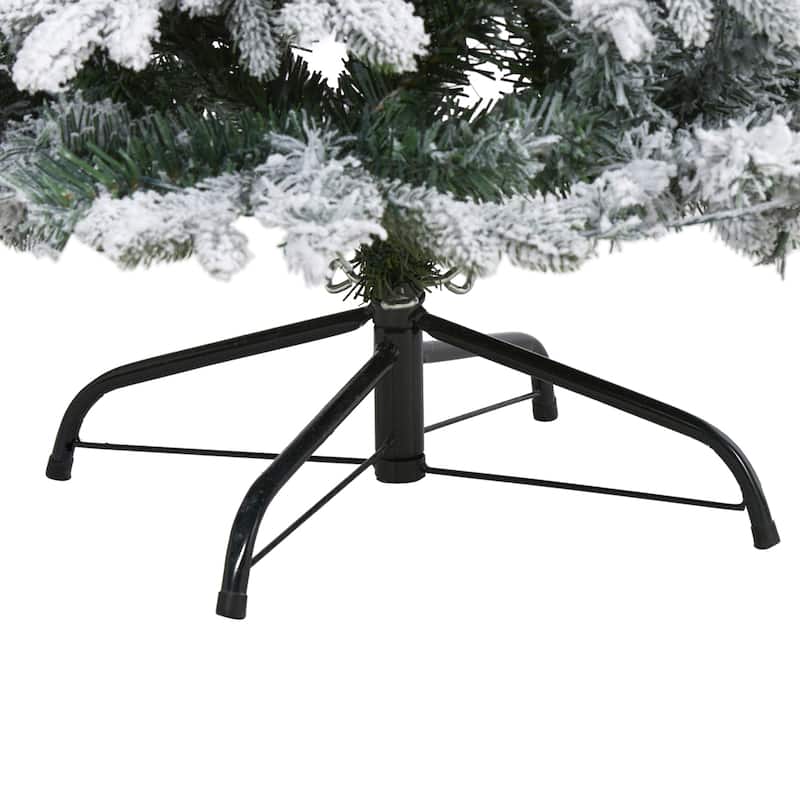 4ft Flocked Christmas Tree - Prelit Artificial Pine Tree with 450 Branch Tips - Holiday Decor - White - 48