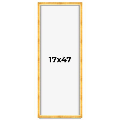 17x47 Shadow Box Frame Gold | 1.625 Inches Deep Real Wood Traditional