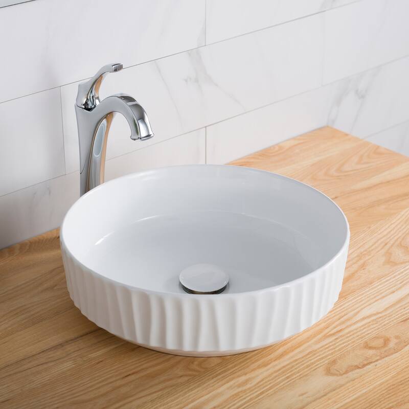 Kraus Viva 15-3/4" Circular Vitreous China Vessel Bathroom Sink with