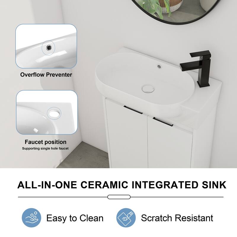 BNK 23'' Bathroom Vanity with Sink, Freestanding Bathroom Vanity with Soft Close Doors & Shelf ﻿