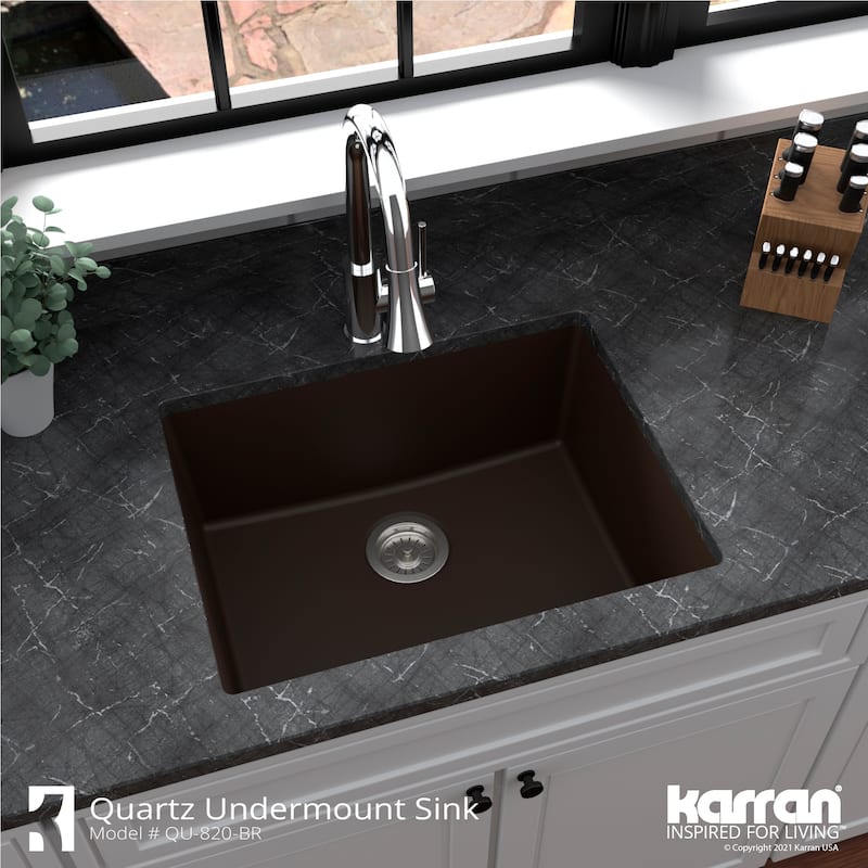 Karran Undermount 24.38 in Single Bowl Quartz Kitchen Sink