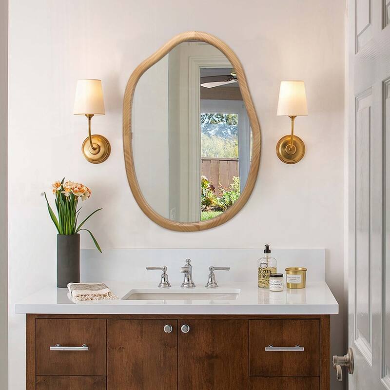 Abstract Irregular Shape Curvy Mirror - Antique Natural