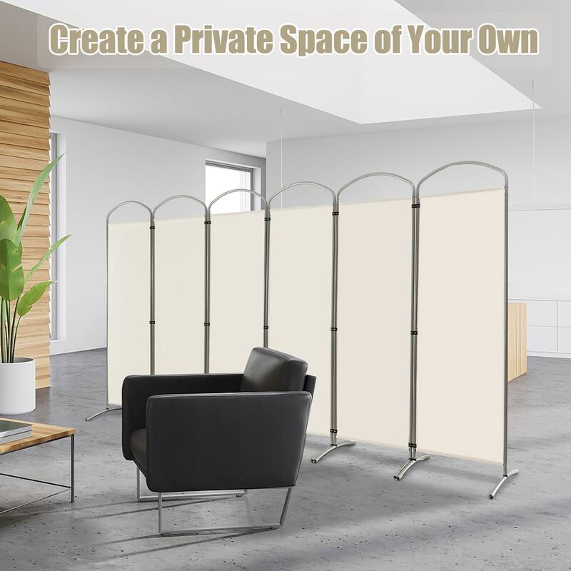 Costway 6 Panels Folding Privacy Screen 6 Ft Tall Fabric Privacy