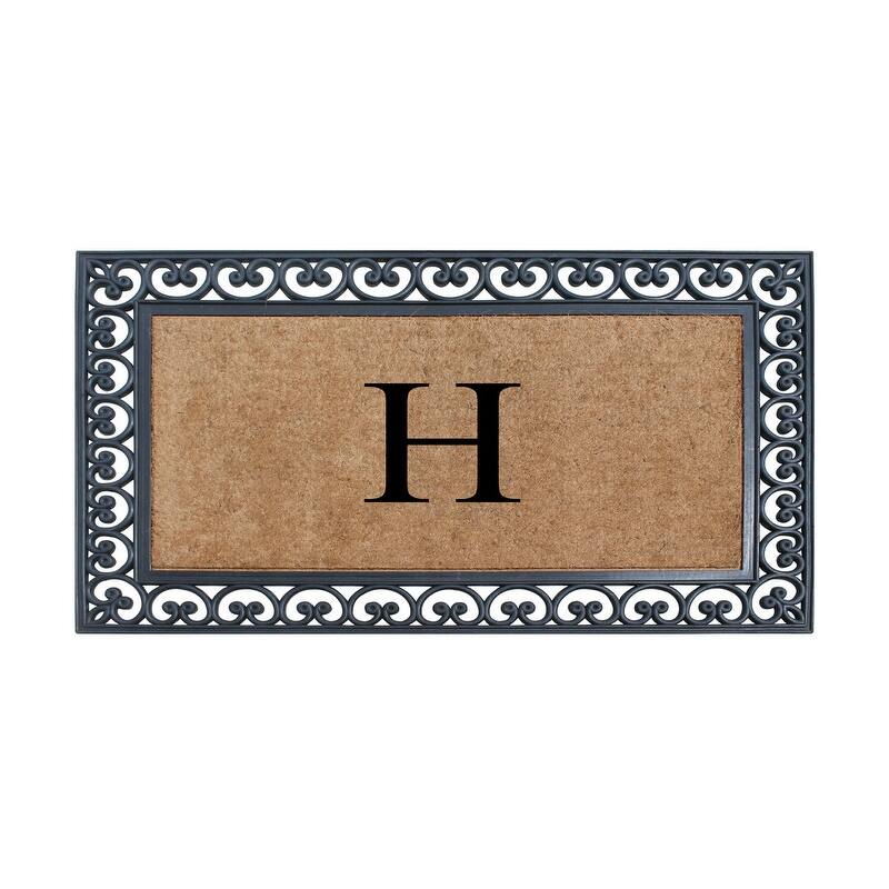 A1HC Natural Rubber and Coir Monogrammed Front Porch Entry Doormat 30"X48" - H