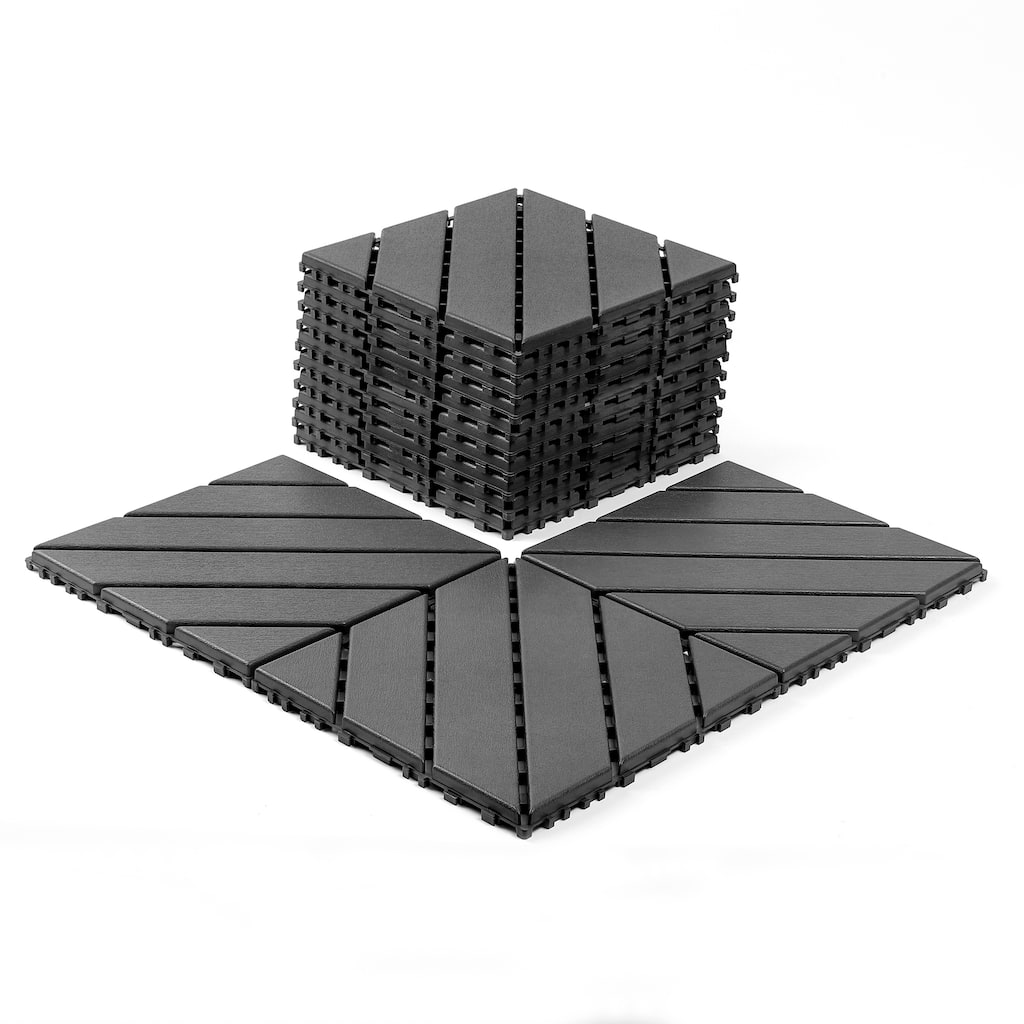 Plastic Interlocking Decking Tiles, 44 Packs Of Terrace Decking Tiles, 12 Inches X 12 Inches Waterproof For All-Weather Use