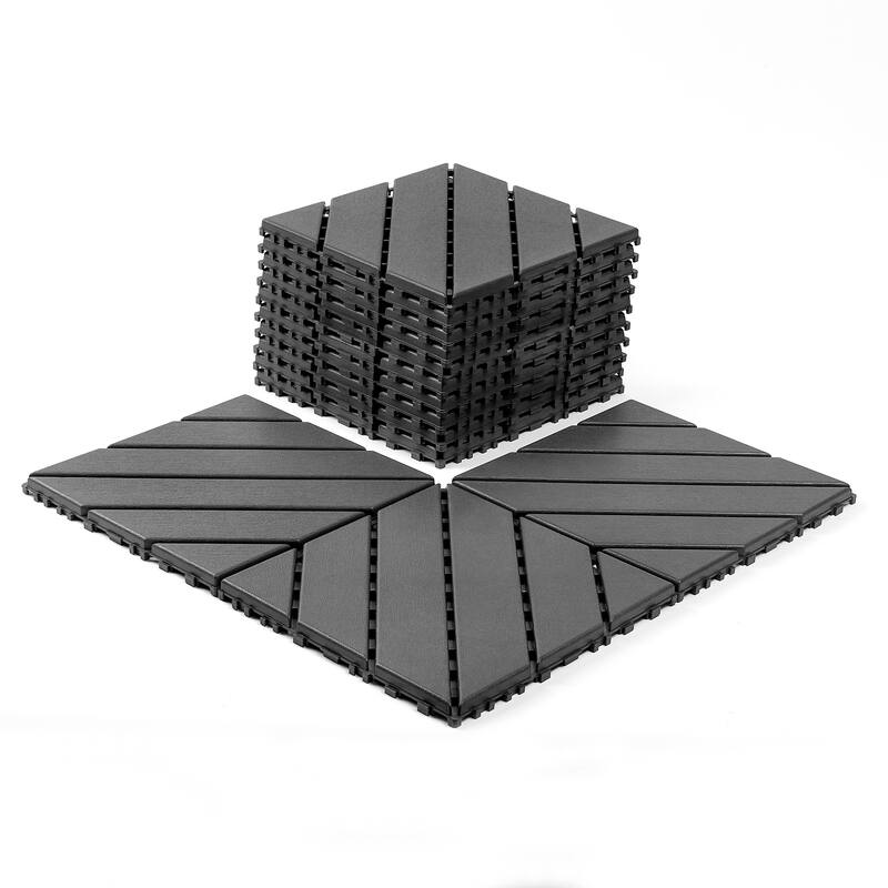 Plastic interlocking decking tiles, 44 packs of terrace decking tiles, 12 inches x 12 inches waterproof