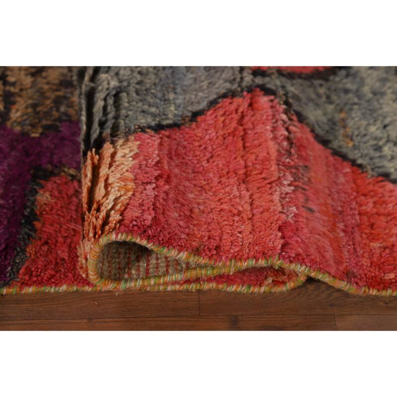 Plush Moroccan Abstract Area Rug Handmade Wool Carpet - 4'8" x 8'6"
