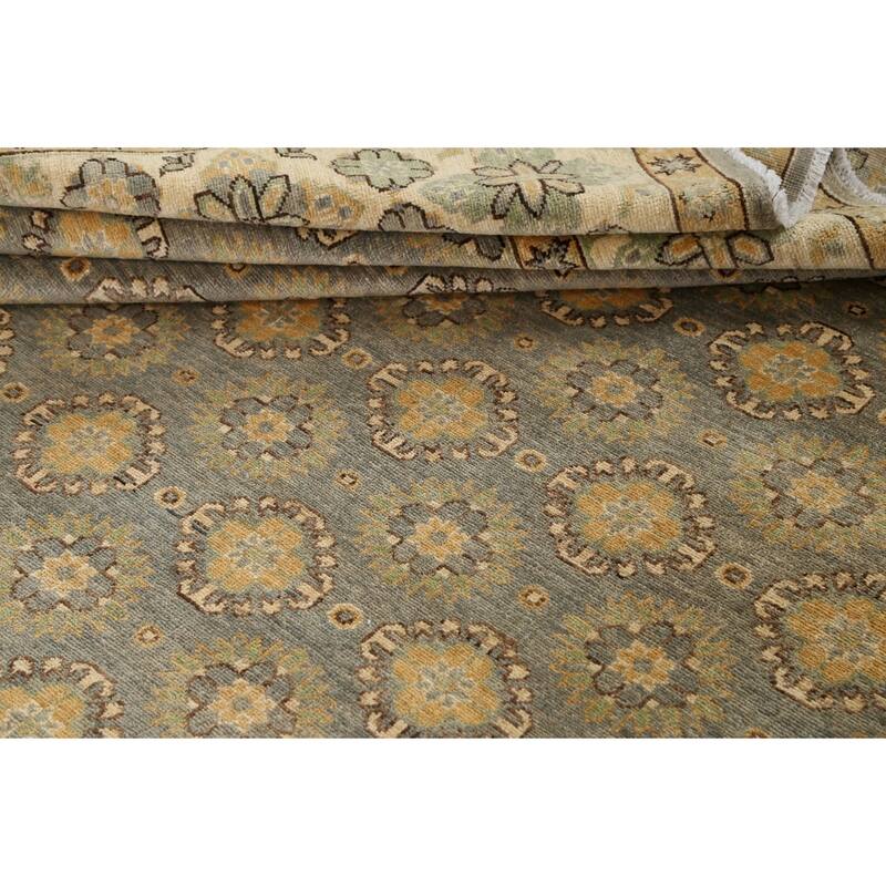 Geometric Khotan Oriental Area Rug Wool Hand-knotted Living Room Carpet - 9'0" x 11'6"