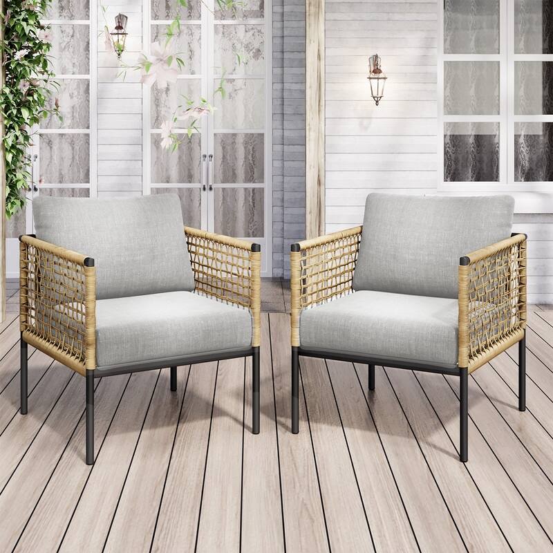 4-piece Waterproof Fabric Sofa Set (2+1+1) with PE Woven & Marble Table