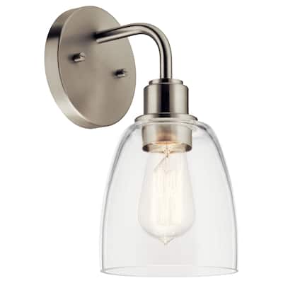 Kichler Lighting Meller 11.25 in. 1-Light Brushed Nickel Wall Sconce with Clear Glass