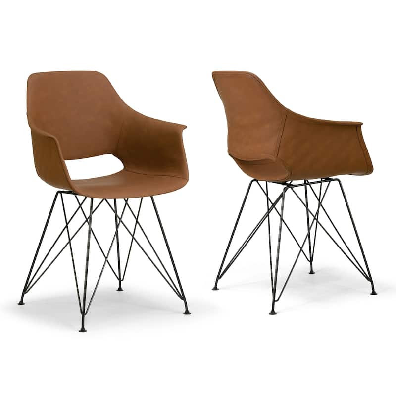Alora Retro Modern Caramel-brown Arm Chair with Black Legs (Set of 2)