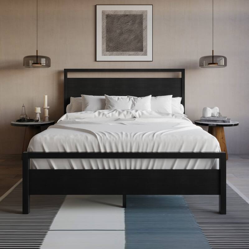 Clayfell Ontario Solid Wood-Look Panel Bed - Twin - Black