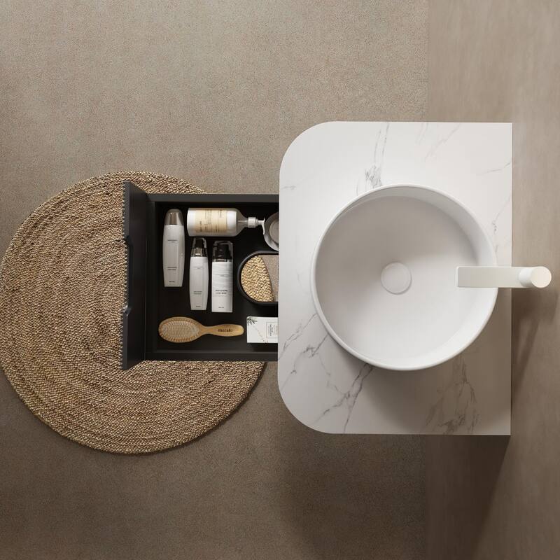 Modland 24"-60" Wall Mount Vanity with Vessel Sink - French Stripes, Pre-Assembled, Soft-Close Drawer
