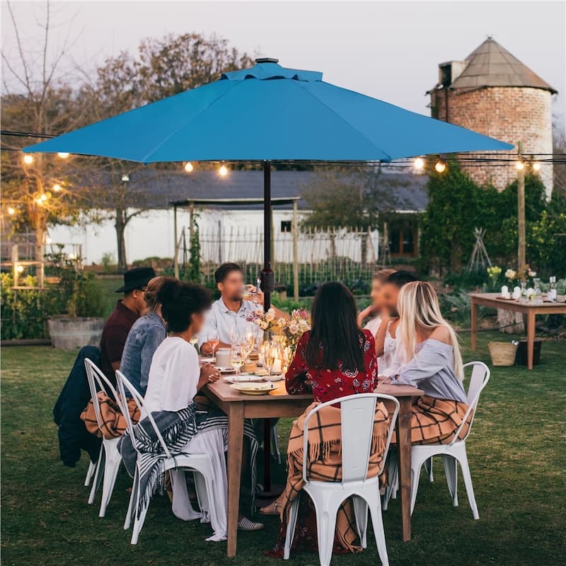 Yaheetech 9FT Patio Umbrella with 32 LED Lights Market Umbrella with 8 Ribs