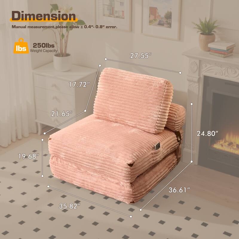 HOOOWOOO Modern Upholstery Fabric Folding Sofa Couch