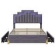 preview thumbnail 21 of 25, Full Size Velvet Upholstered Platform Bed with RGB Lights