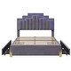 preview thumbnail 16 of 33, Stylish Velvet Platform Bed with RGB Lights, 4 Drawers, and Artistic Headboard - Full Size