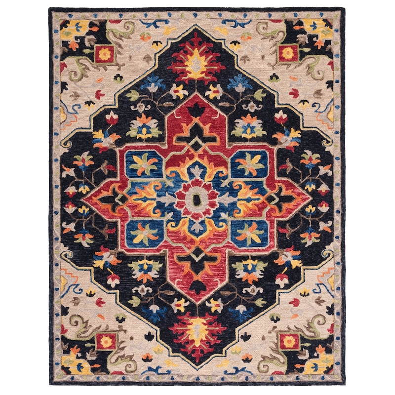 SAFAVIEH Handmade Aspen Rosmarie Boho Tribal Wool Rug - 8' x 10' - Charcoal/Cream