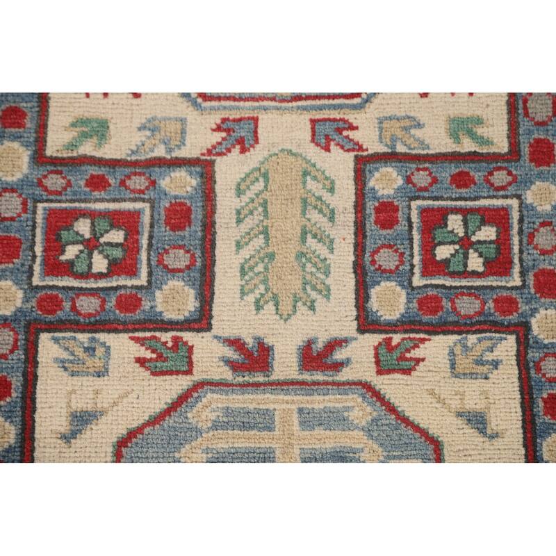 Geometric Kazak Runner Rug Hallway Handmade Wool Carpet - 2'9" x 9'4"