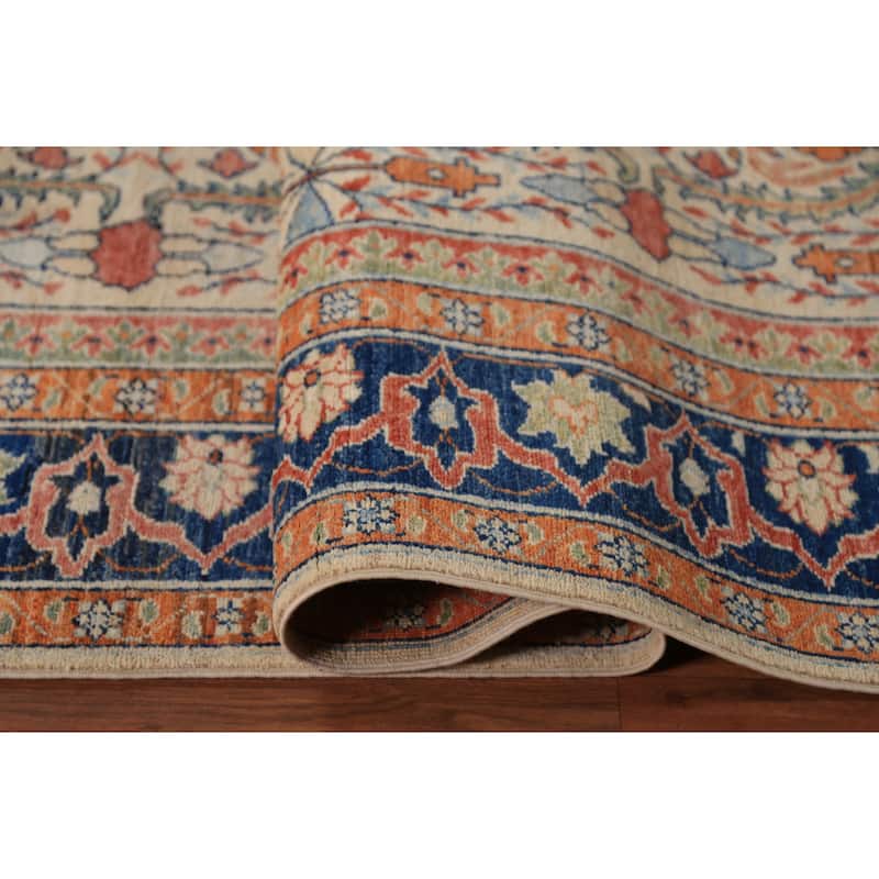 All-Over Heriz Serapi Vegetable Dye Area Rug Handmade Wool Carpet - 6'11"x 9'10"