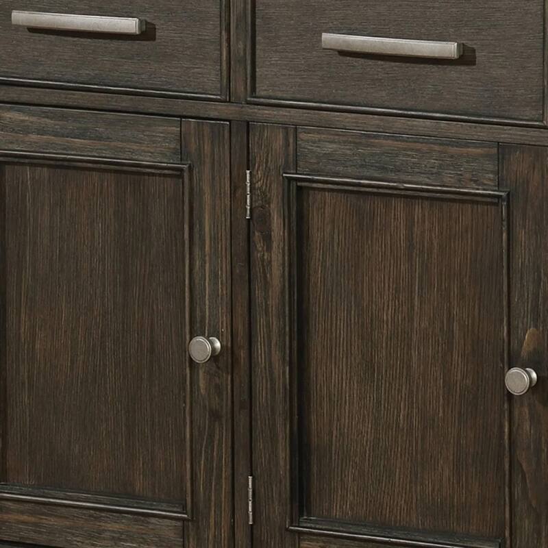 60 Inches 3 Drawer Wooden Server with 3 Doors, Brown