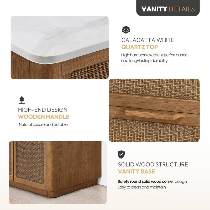 Busan Bath Vanity with White Quartz Stone Top without Mirror
