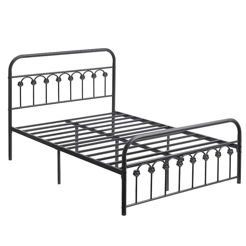 VECELO Industrial Metal Platform Bed Frame with Headboard Twin/Full/Queen/King Size Bed