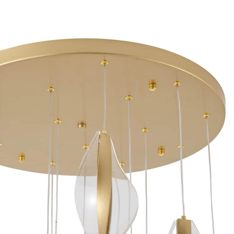 AIWEN Gold Modern LED Spiral Pendant Chandelier with Acrylic Shades Multi Light for Staircase Foyer