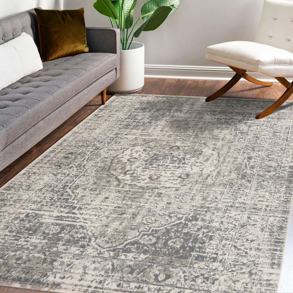 Alana Dale Medium Gray Medallion Area Rug