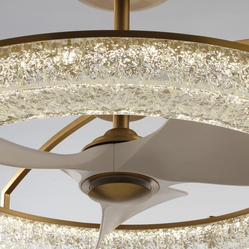 Ceiling Fan 33" Perimost 3-Blade Gold Crystal LED
