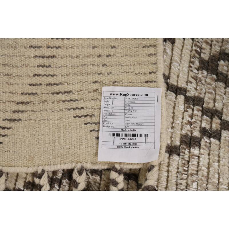 Geometric Moroccan Oriental Rug Hand-Knotted Trellis Wool Carpet - 2'0"x 3'0"