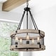 preview thumbnail 1 of 8, Farmhouse Rustic 5-Light Wood Drum Chandelier for Dining Room Kitchen Island