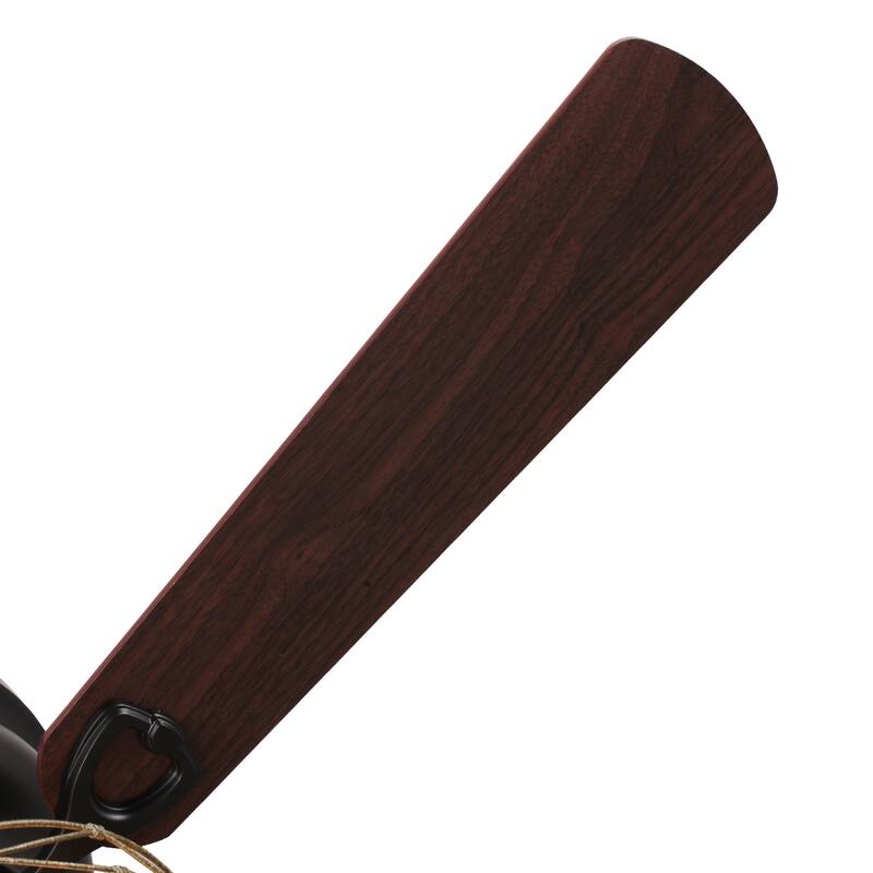 48" Industrial Wood 5-Blade Flush Mount Ceiling Fan with Remote