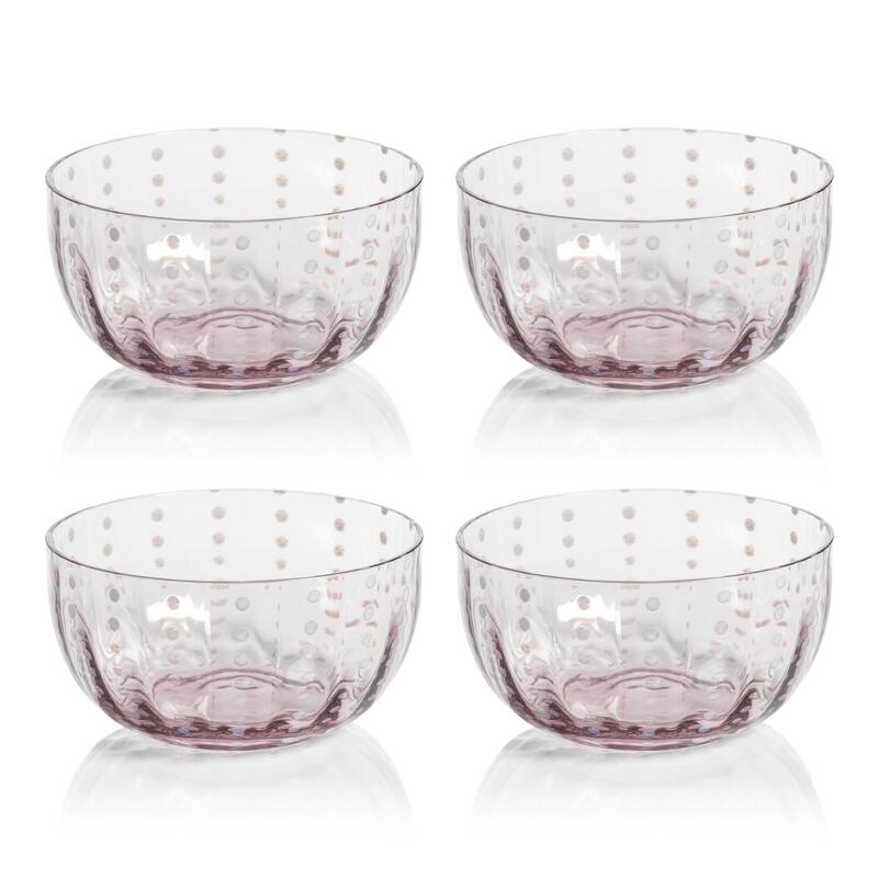 Pescara White Dot Condiment Glass Bowls, Set of 4